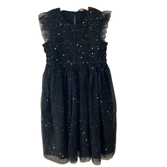 Crewcuts J. Crew Star Flutter-Sleeve Dress - Metallic Foil - Black Gold - 10 - Picture 1 of 7
